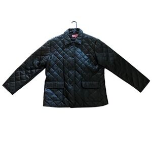 Excelled Collection Black Quilted Leather‎ Barn Jacket Womens 3XL